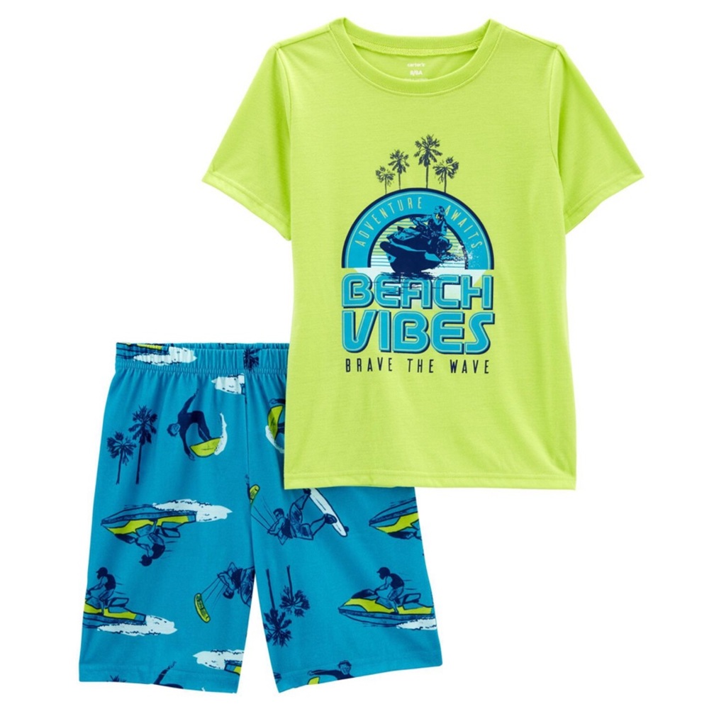 Carter’s Boys Beach Vibes Shirt and Shorts Pajamas